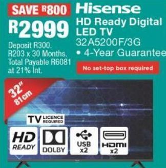 OK Furniture Hisense hd ready digital 32a5200f/3g offer