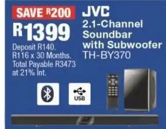 OK Furniture Jvc 2-1 - channel soundbar with subwoofer th-by370 offer