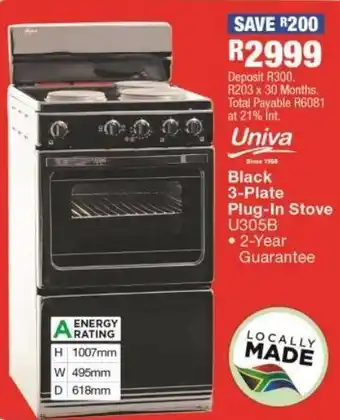 Nalck 3 - plate plu - in stove u305b