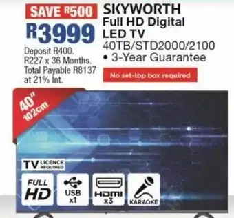 OK Furniture Skyworth full hd digital 40tb/std2000/21000 offer