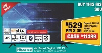 OK Furniture Hisense 4k smart digital led tv 65a6g offer