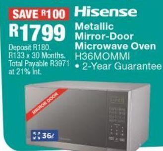 OK Furniture Hisense metallic mirror-door microwave oven h36mommi offer