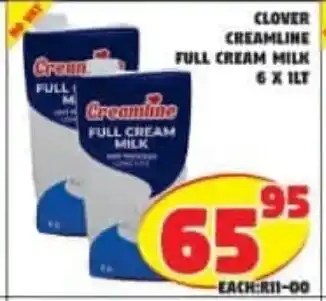 Clover Creamlite Full Cream Milk 6 x 1lt