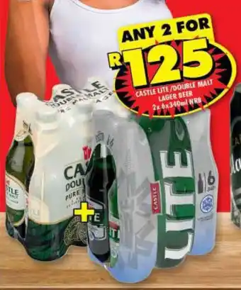 Shoprite Castle Lite / Double Malt Lager Beer 2 x 6x340ml NRB offer