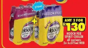 Shoprite Hooch Fox Spirit Cooler All Variants 2 x 6x275ml NRB offer