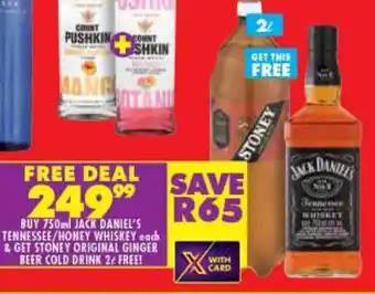 Shoprite Jack Daniel's Tennessee / Honey Whiskey 750 ml offer