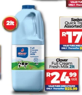Take 'n Pay Clover Full Cream Fresh Milk 2lt offer