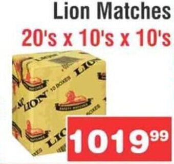 Advance Cash n Carry Lion Matches 20's x 10's x 10's offer