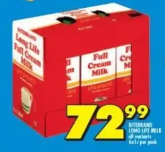 Shoprite Ritebrand Long Life Milk All Variants 6 x 1L per pack offer