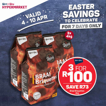 Pick n Pay Hypermarket Braai Briquettes 4kg offer
