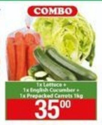 1x Lettuce + 1x English Cucumber + 1x Prepacked Carrots 1kg