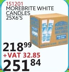 Africa Cash and Carry Morebrite White Candles 151201 offer