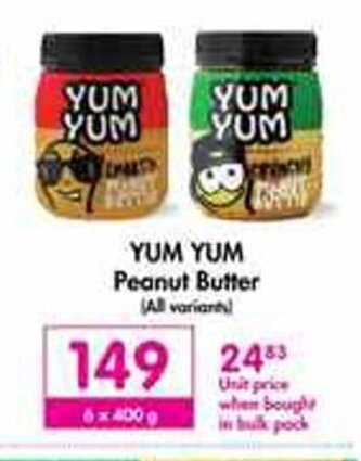 Makro Yum Yum Peanut Butter (All Variants) 6 x 400g offer