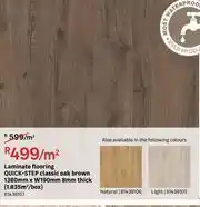 Leroy Merlin Quick Step Classic Oak Brown Laminate Flooring 1380mm x W190mm 8mm Thick (1.835Sqm/Box)-Per Sqm offer
