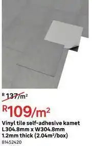 Leroy Merlin Kamet Self Adhesive Vinyl Tile L304.8mm x W304.8mm 1.2mm Thick-Per Sqm offer