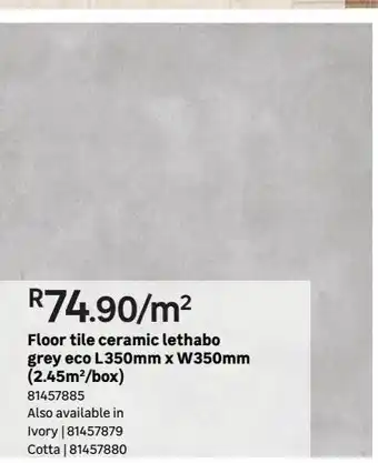 Leroy Merlin Floor tiles ceramic lethabo grey eco l350mm x w350mm (2.45m2/box) offer