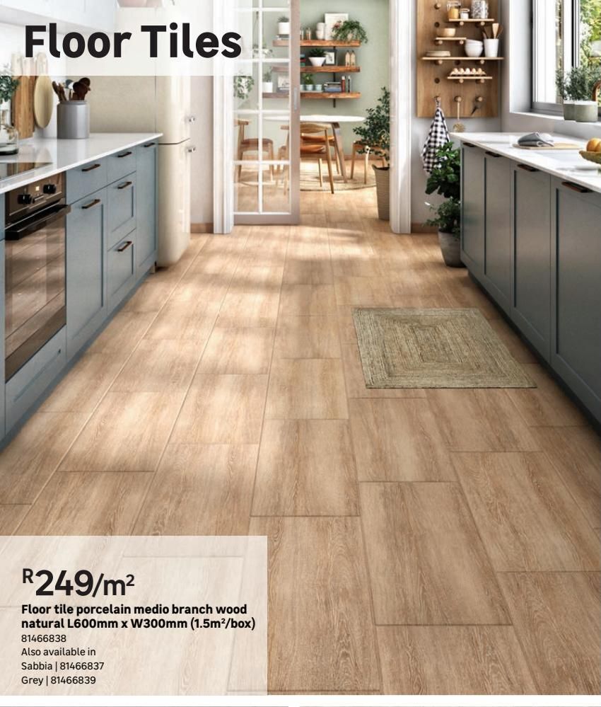 Floor tiles porcelain medio branch wood natural l600 mm x w300mm (1.5m2