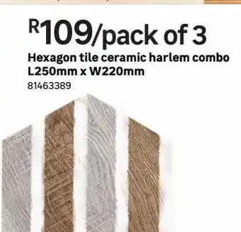 Leroy Merlin Hexagon tile ceramic harlem combo l250mm x w220mm offer