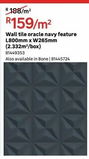 Leroy Merlin Wall tile oracle navy feature l800mm x w265mm (2.332m2/box) offer