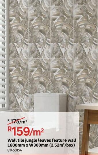 Leroy Merlin Wall tiles jungle leaves feature wall l600mm x w300mm (2.52m2/box) offer