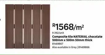 Leroy Merlin Composite tile naterial chocolate 500mm x 500m 50mm thick offer