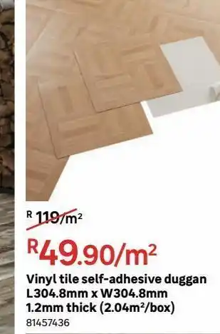 Leroy Merlin Vinyl tile self-adhesive duggan l304.8mm x w304.8mm 1.2mm thick (2.04m2/box) offer