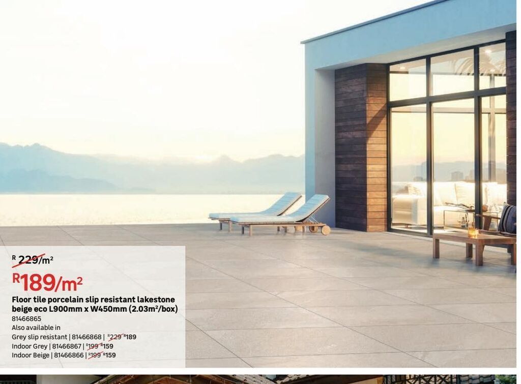 Floor tiles porcelain slip resistant lakestone beige eco l900mm x