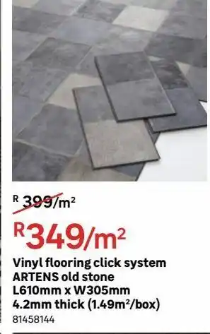 Leroy Merlin Vinyl flooring click system artens old stone l610mm x w305mm 4.2mm thick (1.49m2/box) offer