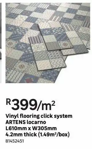 Leroy Merlin Vinyl flooring click system artens locarno l610mm x w305mm 4.2mm thick (1.49m2/box) offer