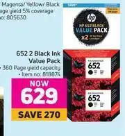 Game HP 652 2 Black Ink Value Pack offer