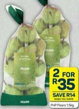Pick n Pay PnP Pears 1,5kg offer