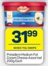 Pick n Pay Président Medium Fat Cream Cheese Assorted 230g offer