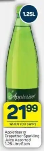Pick n Pay Appletiser or Grapeetiser Sparkling Assorted 1,25L offer