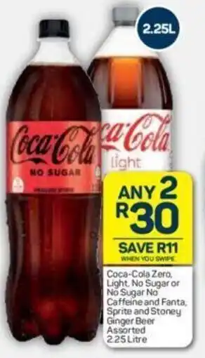Pick n Pay Coca-Cola Zero, Light, No Sugar or No Caffeine and Fanta, Sprite and Stoney Ginger Beer Assorted 2,25L offer