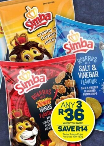 Pick n Pay Simba Potato Chips Assorted 120-132g offer