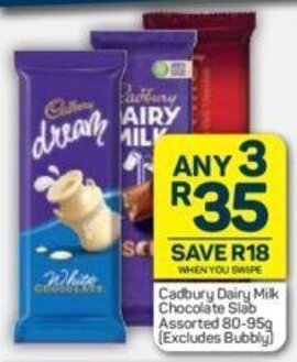 Pick n Pay Cadbury Dairy Milk Chocolate Slab Assorted 80-95g offer