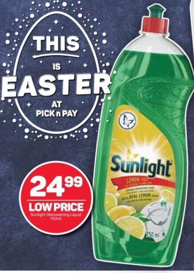Sunlight Dishwashing Liquid 750ml offer at Pick n Pay