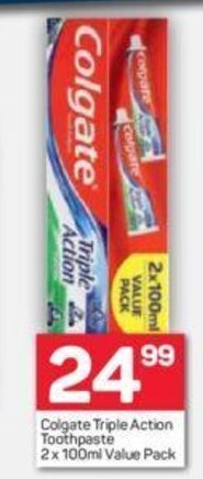 Pick n Pay Colgate Triple Action Toothpaste 2 x 100ml offer