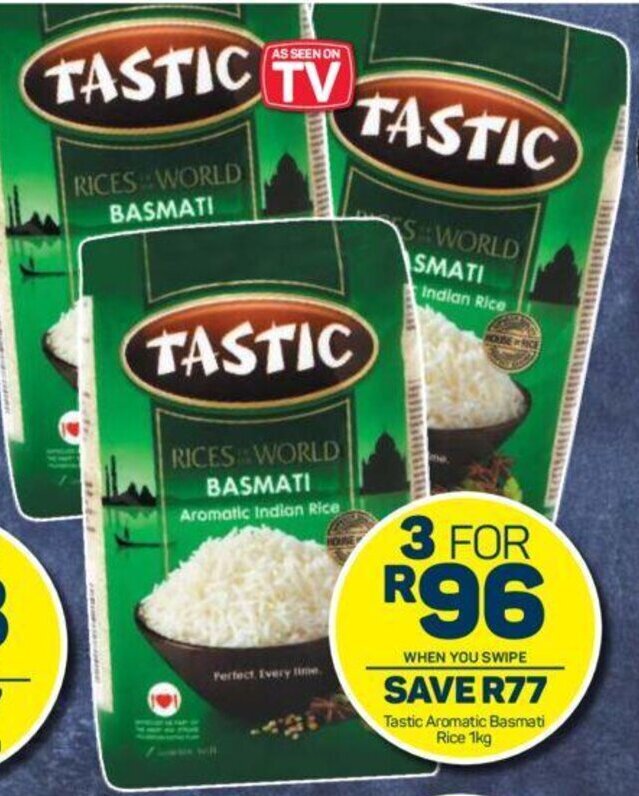 Tastic Aromatic Basmati Rice 3x1kg offer at Pick n Pay