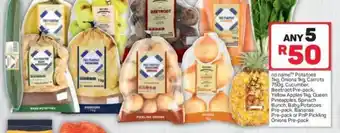 Pick n Pay Potatoes|Onions 1kg, Carrots 750g, Cucumber, Beetroot, Yellow Apples 1kg, Queen Pineapples, Spinach Bunch, Baby Potatoes, Ban offer