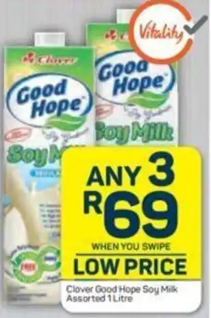 Pick n Pay Clover Good Hope Soy Milk Assorted 3x1L offer