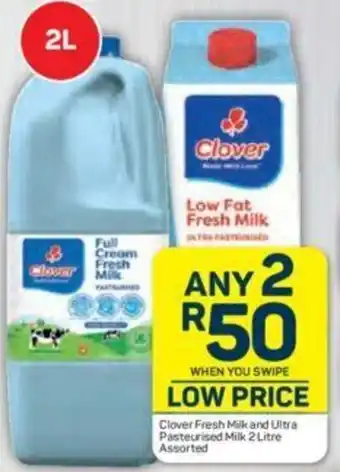 Pick n Pay Clover Fresh Milk and Ultra Pasteurised Milk 2x2L offer