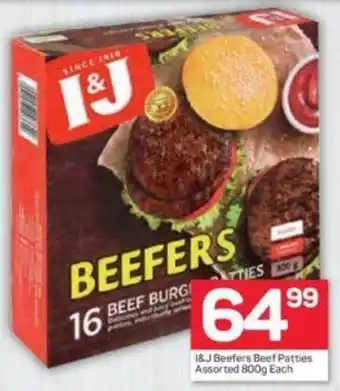 Pick n Pay I&J Beefers Beef Patties 800g offer