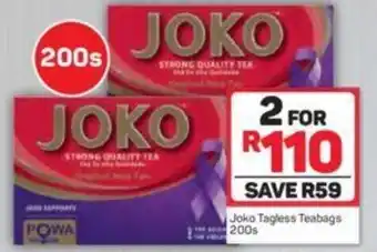 Pick n Pay Joko Tagless Teabags 2x200's offer