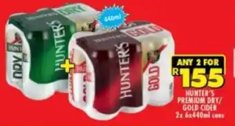 Shoprite Liquor Hunter's Premium Dry/Gold Cider 2x6x440ml offer