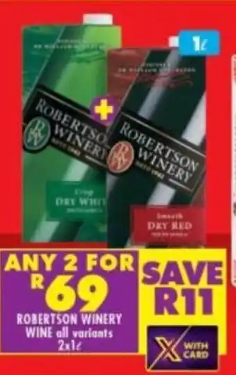 Shoprite Liquor Robertson Winery Wine All Variants 2x1L offer