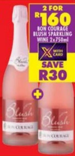 Shoprite Liquor Bon Courage Blush Sparkling Wine 2x750ml offer