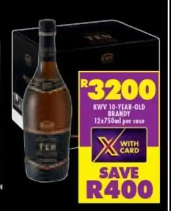 Shoprite Liquor KWV 10-Year-Old Brandy 12 x 750ml per case offer