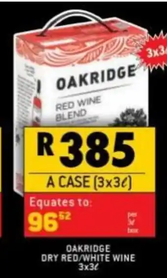 Shoprite Liquor Oakridge Dry Red / White Wine 3 x 3L offer