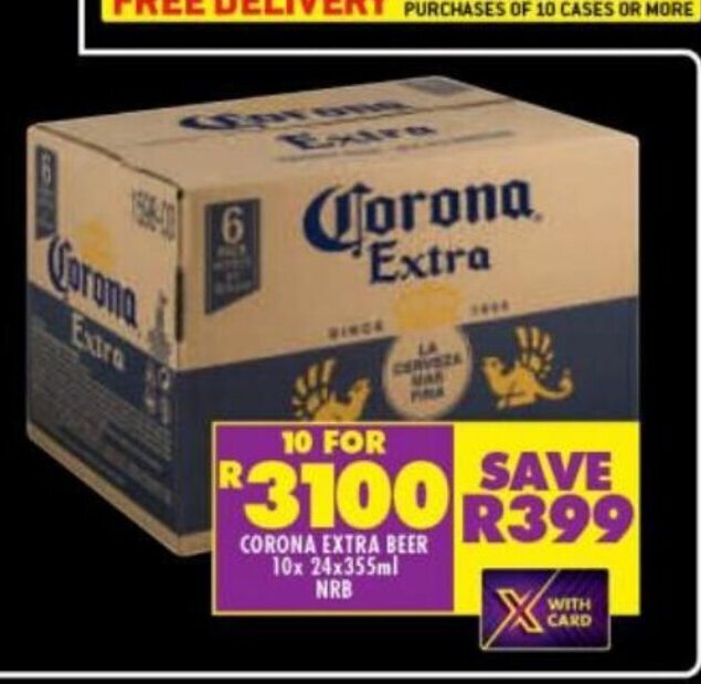 Corona Extra Beer 10 x 24x355ml NRB offer at Shoprite Liquor